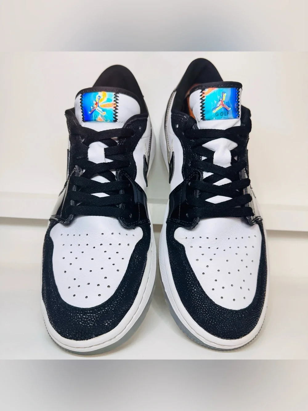 Jordan 1 Low Golf Endless Pursuit M12 Stingray Patent + Iridescent Clear Outsole